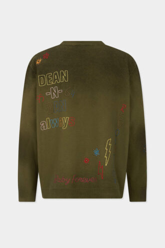 Maglione con scollo a V e scarabocchi fatti a mano