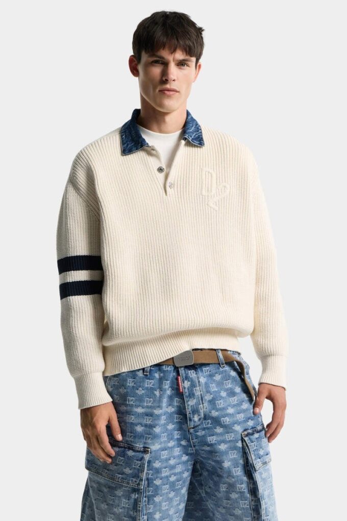 Maglione in maglia D2 mix denim Maglione in maglia D2 mix denim