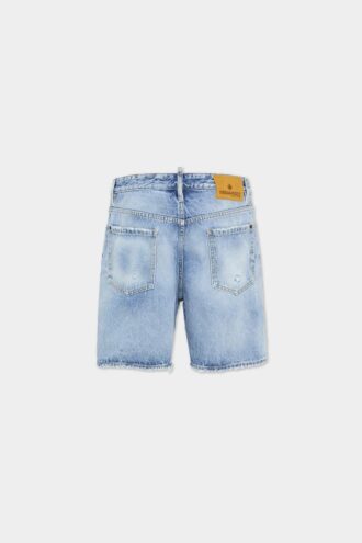 Pantaloncini blu navy con lavaggio chiaro