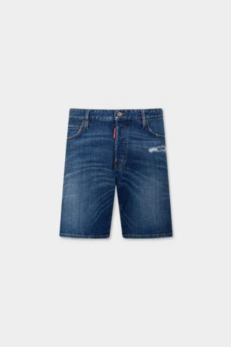 Pantaloncini blu navy con lavaggio medio