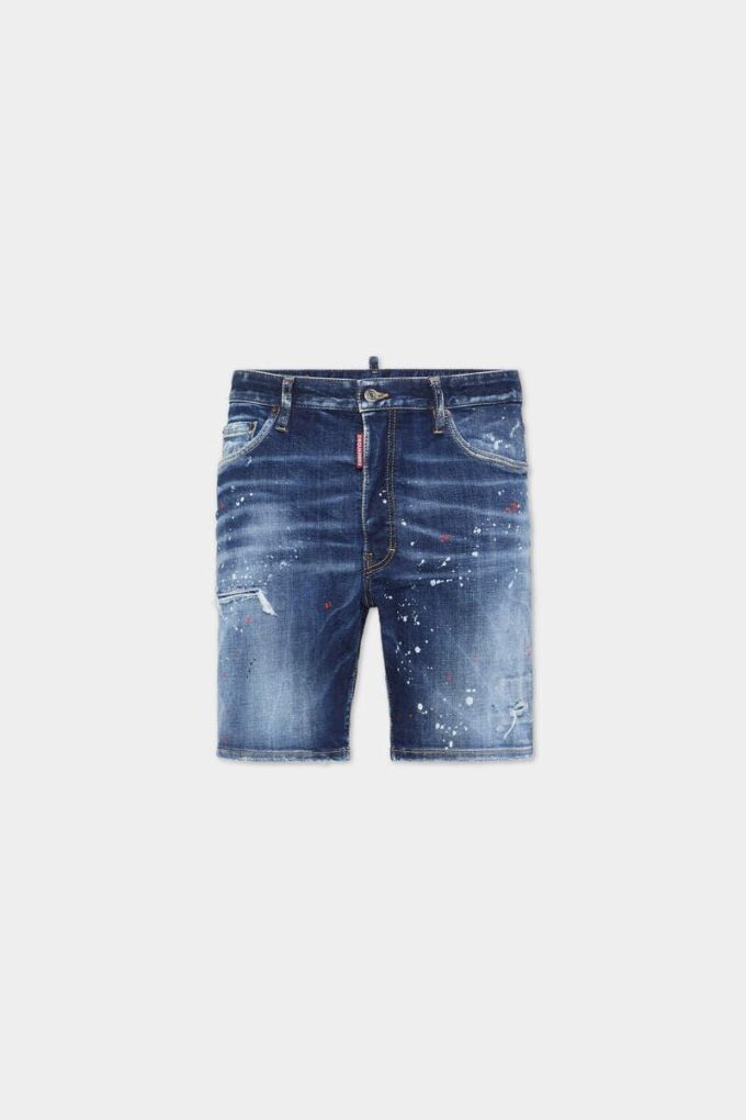 Pantaloncini da mare con lavaggio a pois rossi medi