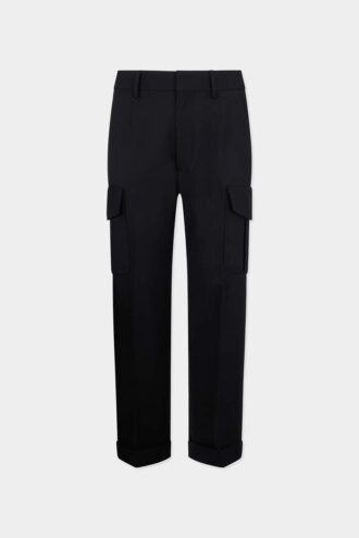 Pantaloni cargo dritti in lana tropicale