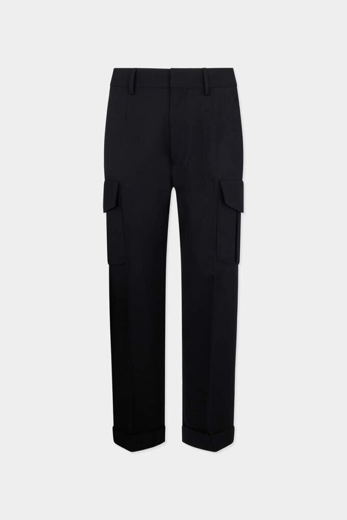Pantaloni cargo dritti in lana tropicale Pantaloni cargo dritti in lana tropicale