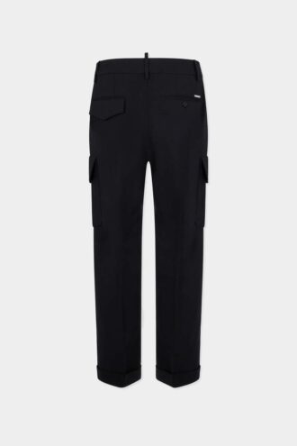 Pantaloni cargo dritti in lana tropicale