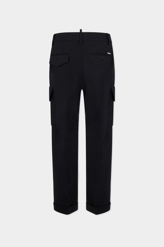 Pantaloni cargo dritti in lana tropicale Pantaloni cargo dritti in lana tropicale