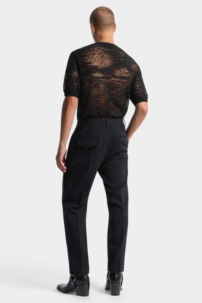 Pantaloni cargo dritti in lana tropicale Pantaloni cargo dritti in lana tropicale