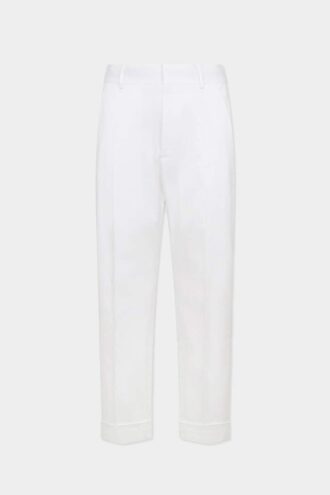 Pantaloni dritti sartoriali in cotone