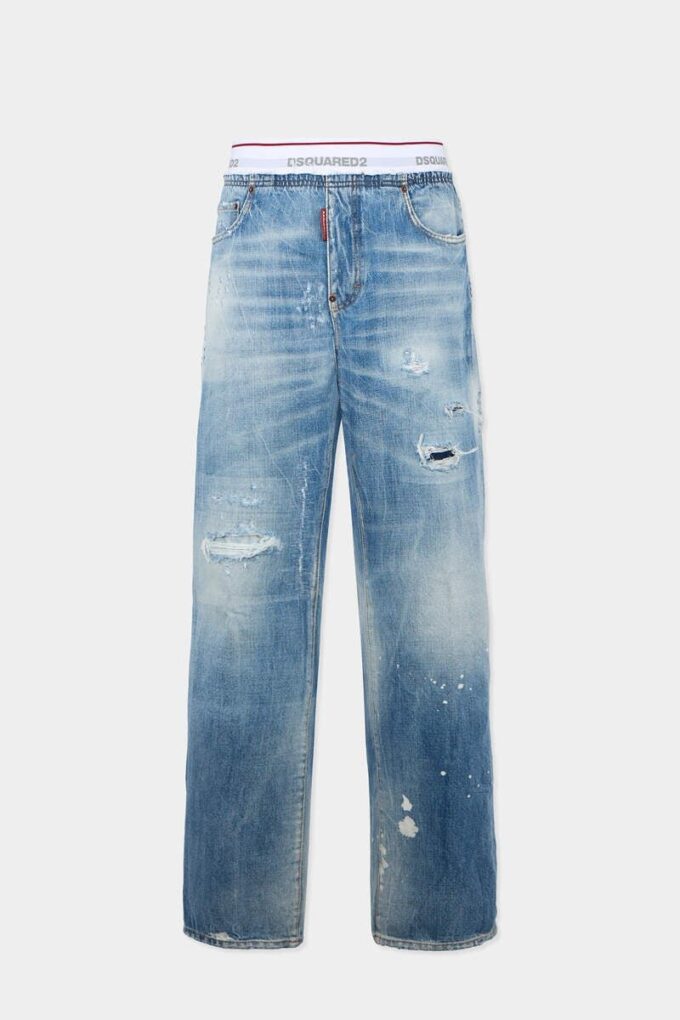 Pantaloni jogger in denim lavaggio chiaro Pantaloni jogger in denim lavaggio chiaro