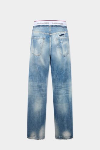 Pantaloni jogger in denim lavaggio chiaro