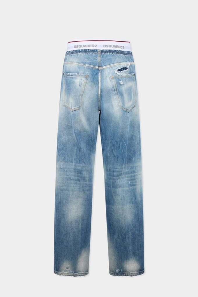 Pantaloni jogger in denim lavaggio chiaro Pantaloni jogger in denim lavaggio chiaro