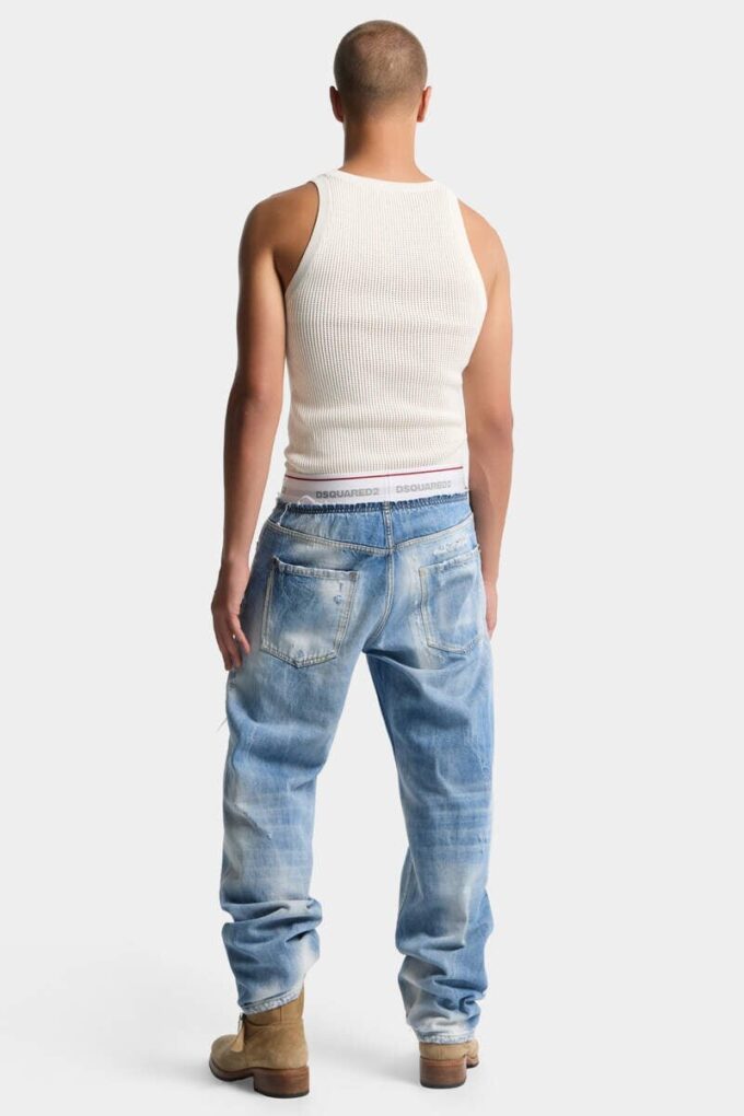 Pantaloni jogger in denim lavaggio chiaro Pantaloni jogger in denim lavaggio chiaro