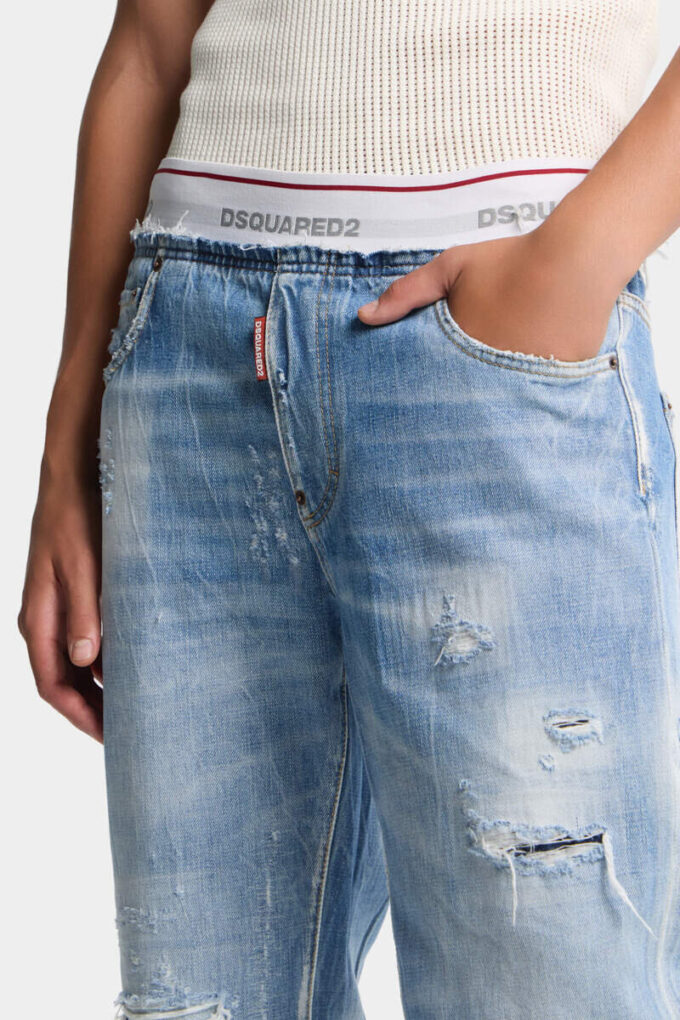 Pantaloni jogger in denim lavaggio chiaro Pantaloni jogger in denim lavaggio chiaro