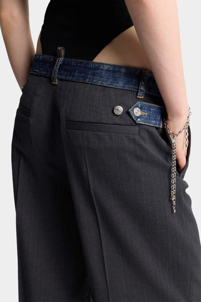 Pantaloni larghi sartoriali in denim ibrido con lavaggio Dark Rebel Rider Pantaloni larghi sartoriali in denim ibrido con lavaggio Dark Rebel Rider