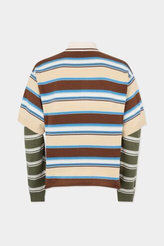 Polo a maniche lunghe a righe in maglia