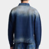 Polo a maniche lunghe in maglia effetto denim Polo a maniche lunghe in maglia effetto denim