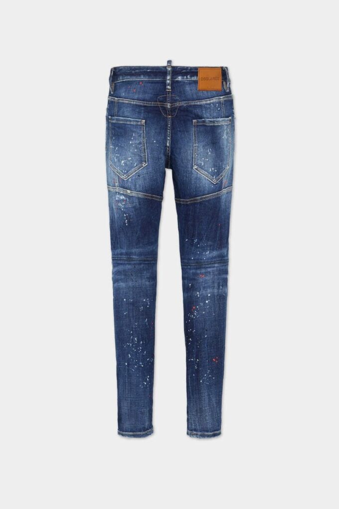 Tidy Biker Jeans con lavaggio a macchie rosse medie Tidy Biker Jeans con lavaggio a macchie rosse medie